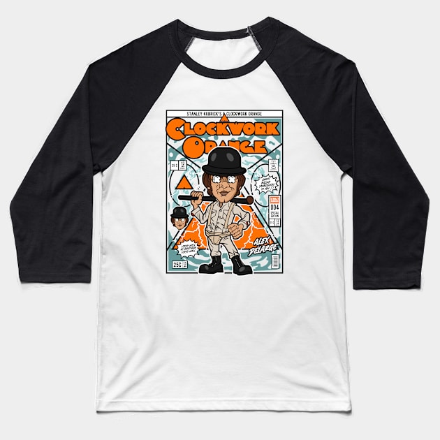 Alex Delarge Pop Cultur Baseball T-Shirt by Pure Touch